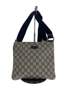 Gucci GG Supreme Monogram Flat Messenger Bag navy blue canvas